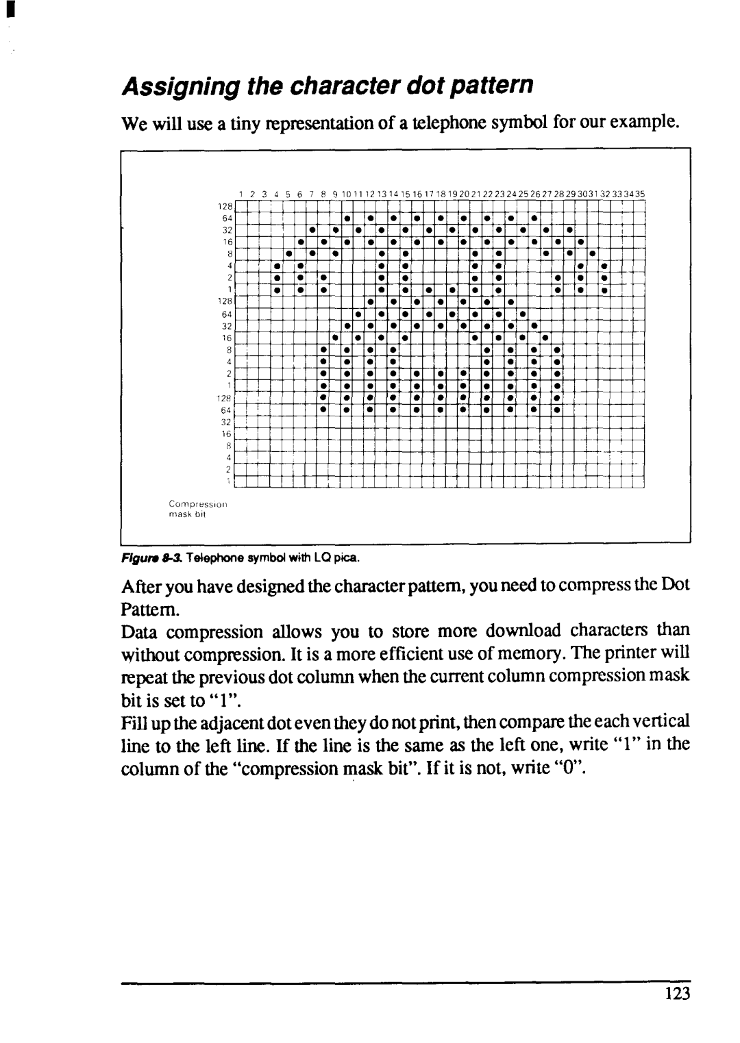 Star Micronics XB-2420, XB-2425 user manual BEli, Assigningthe characterdotpattern 