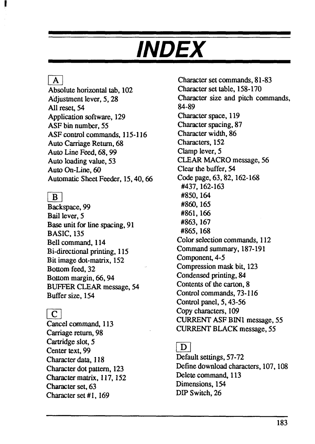 Star Micronics XB-2420, XB-2425 user manual Index 