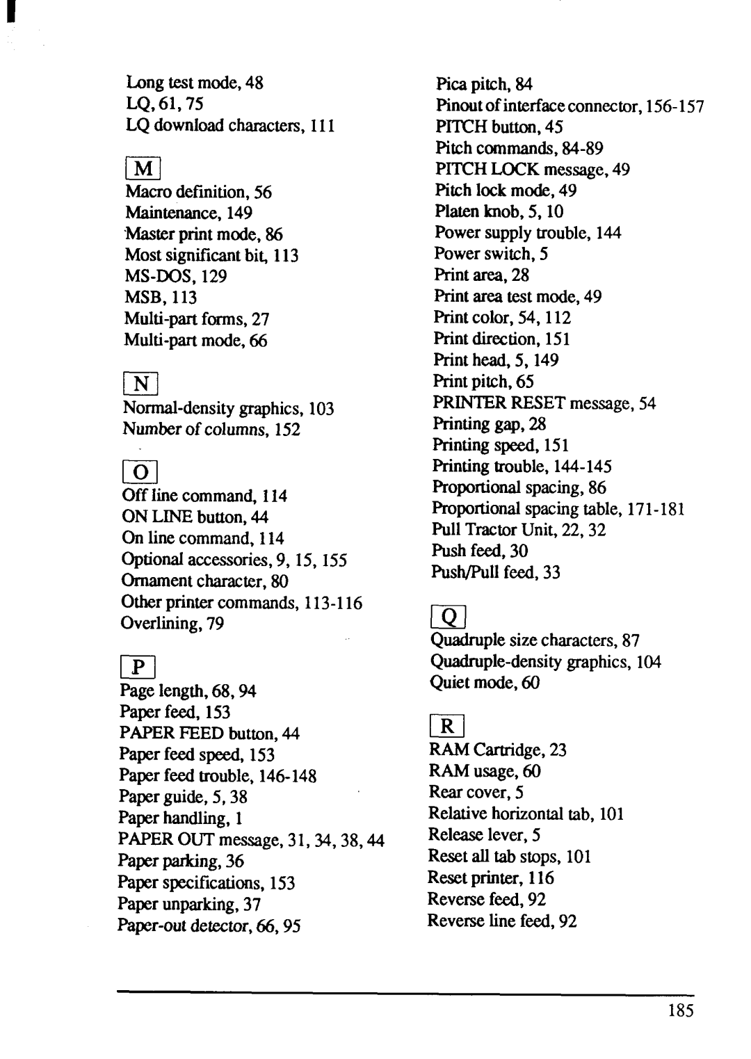 Star Micronics XB-2420, XB-2425 user manual Paperfeedspeed,153 Paperfeedtrouble,146-148 