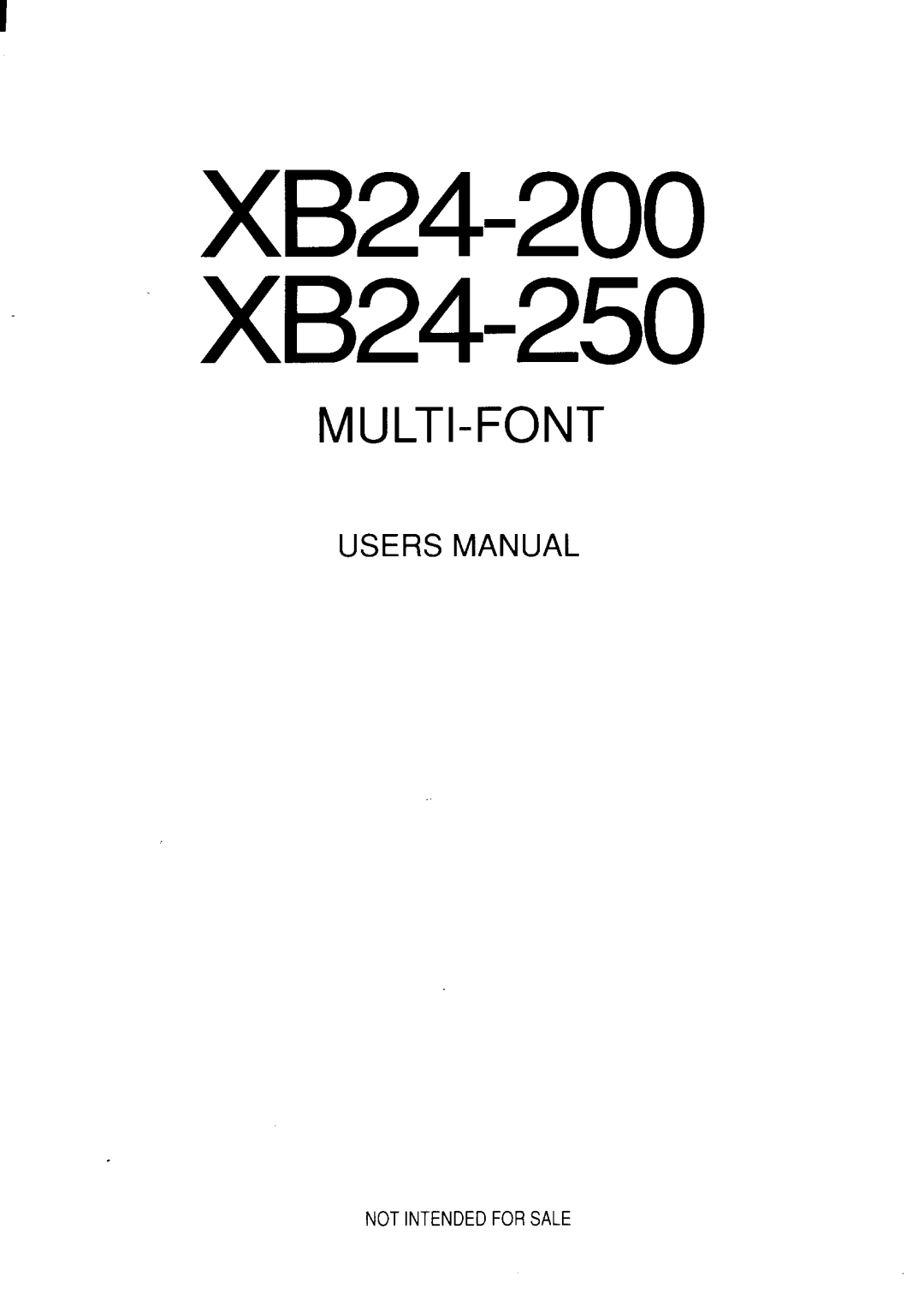 Star Micronics XB-2420, XB-2425 user manual XB24-200 XB24-250 