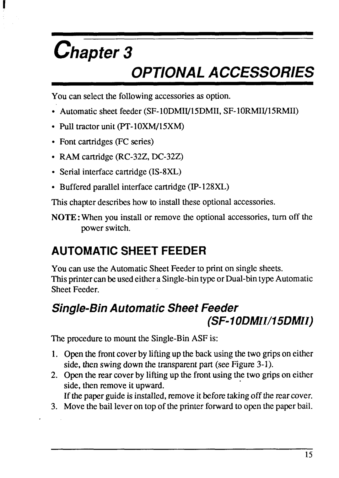 Star Micronics XB-2420, XB-2425 user manual Optionalaccessories, Automaticsheetfeeder 