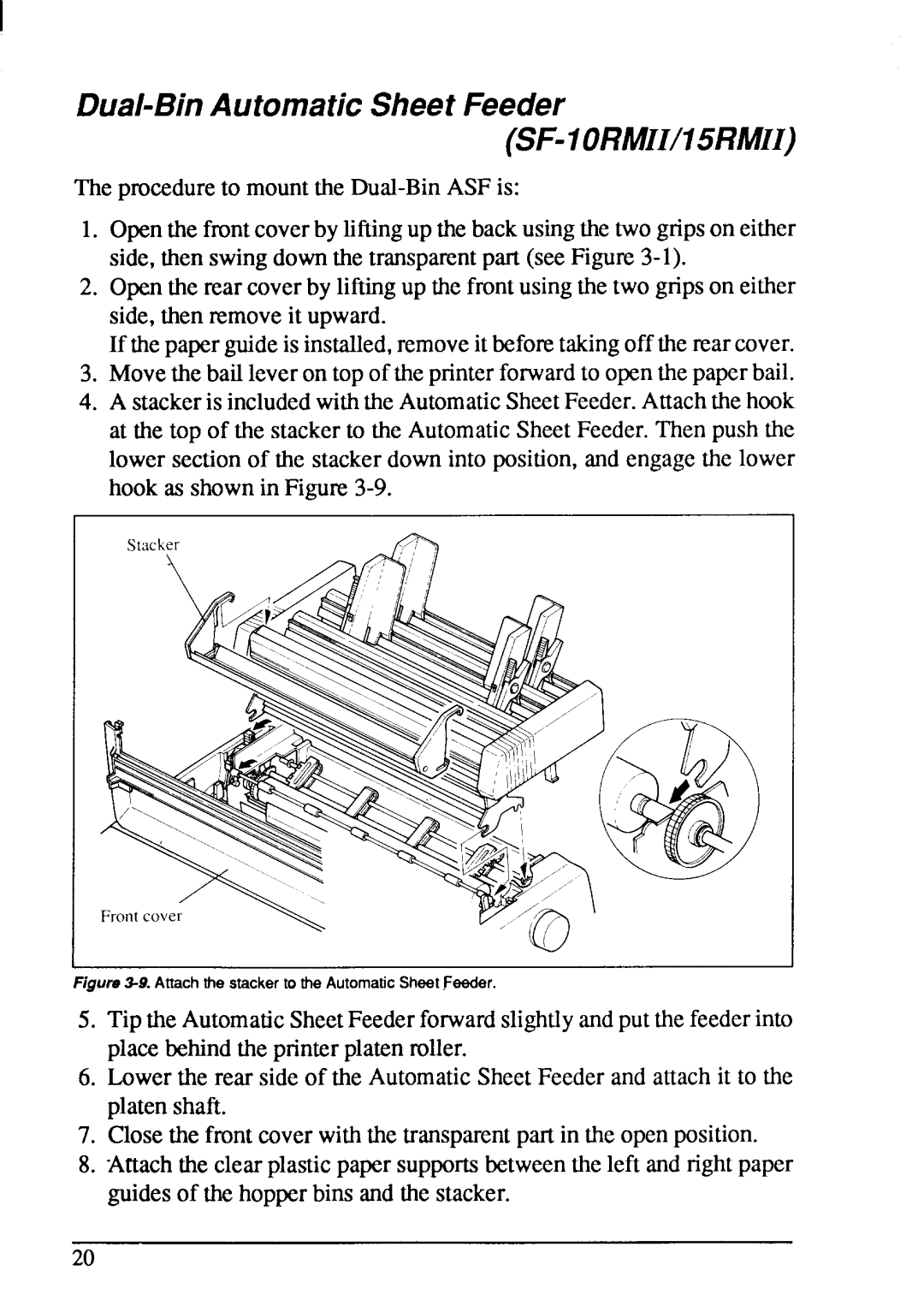 Star Micronics XB-2425, XB-2420 user manual Dual-BinAutomaticSheet Feeder sF-loRMII/15RMII 