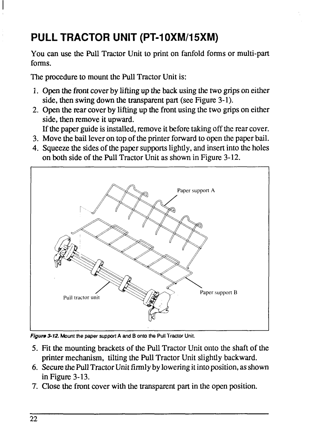 Star Micronics XB-2425, XB-2420 user manual Pulltractorunit PT-IOXM/15XM 