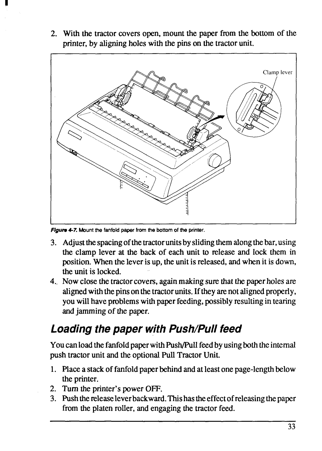 Star Micronics XB-2420, XB-2425 user manual Loadingthepaper withPush/Pullfeed 