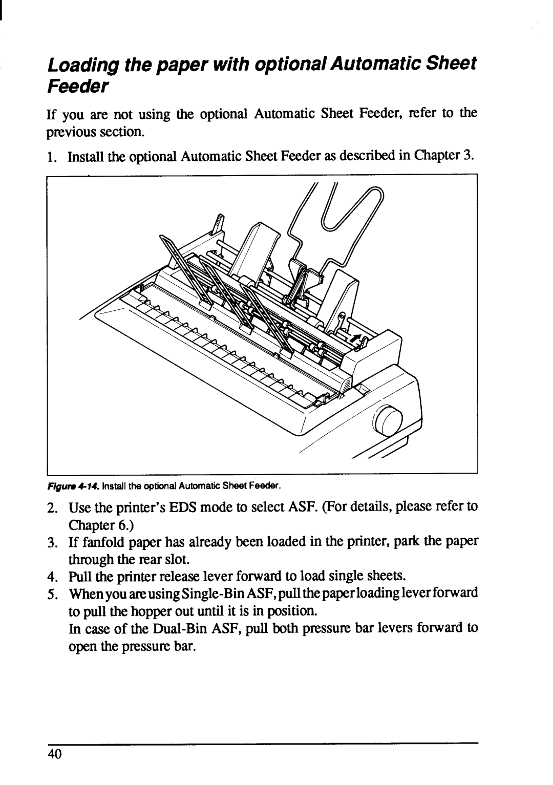 Star Micronics XB-2425, XB-2420 user manual Loadingthepaper with optionalAutomaticSheet Feeder 