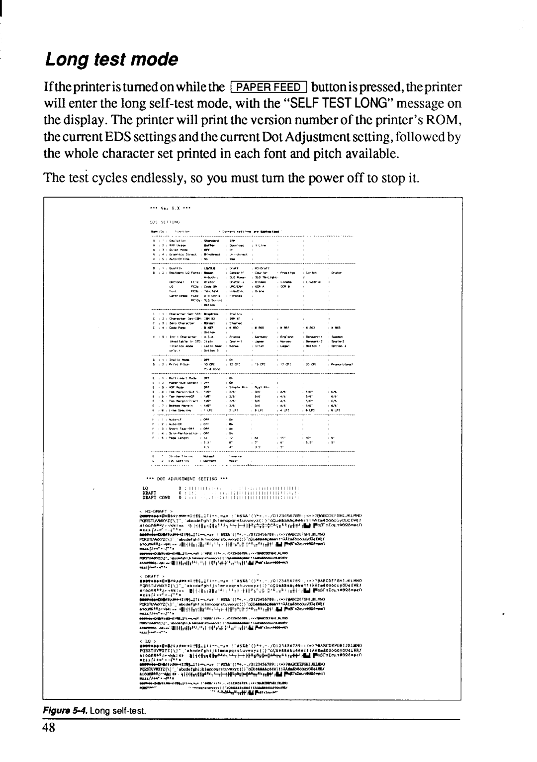 Star Micronics XB-2425, XB-2420 user manual Long test mode, Long self-test 