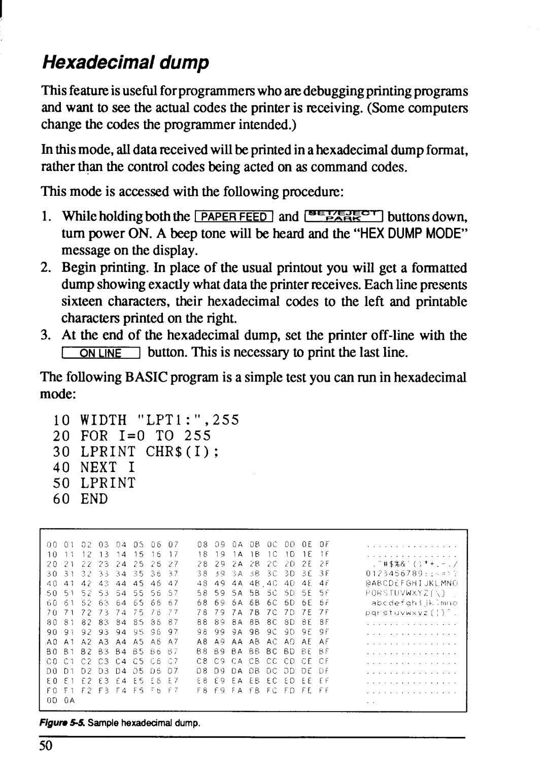 Star Micronics XB-2425, XB-2420 user manual Hexadecimaldump, Next Lprint, 60 END 