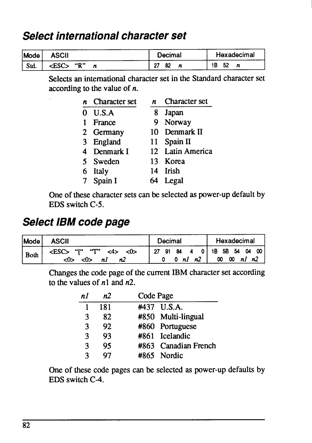 Star Micronics XB-2425, XB-2420 user manual Select IBM codepage 