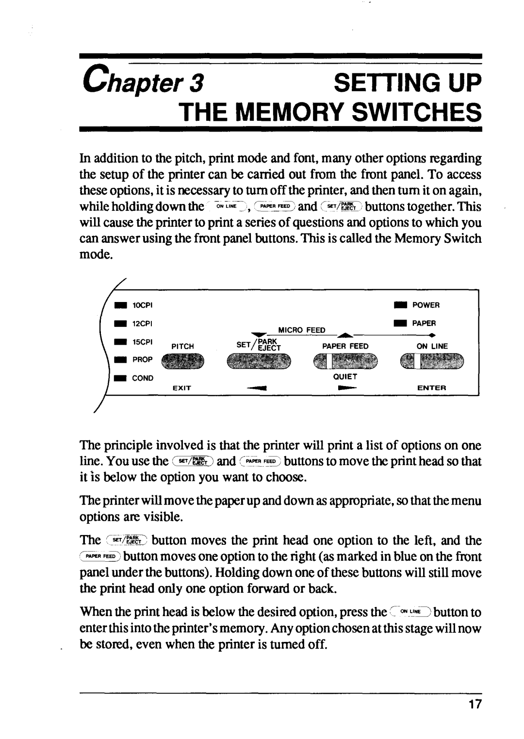 Star Micronics XB24-15, XB24-10 user manual Setting Up The Memory Switches 