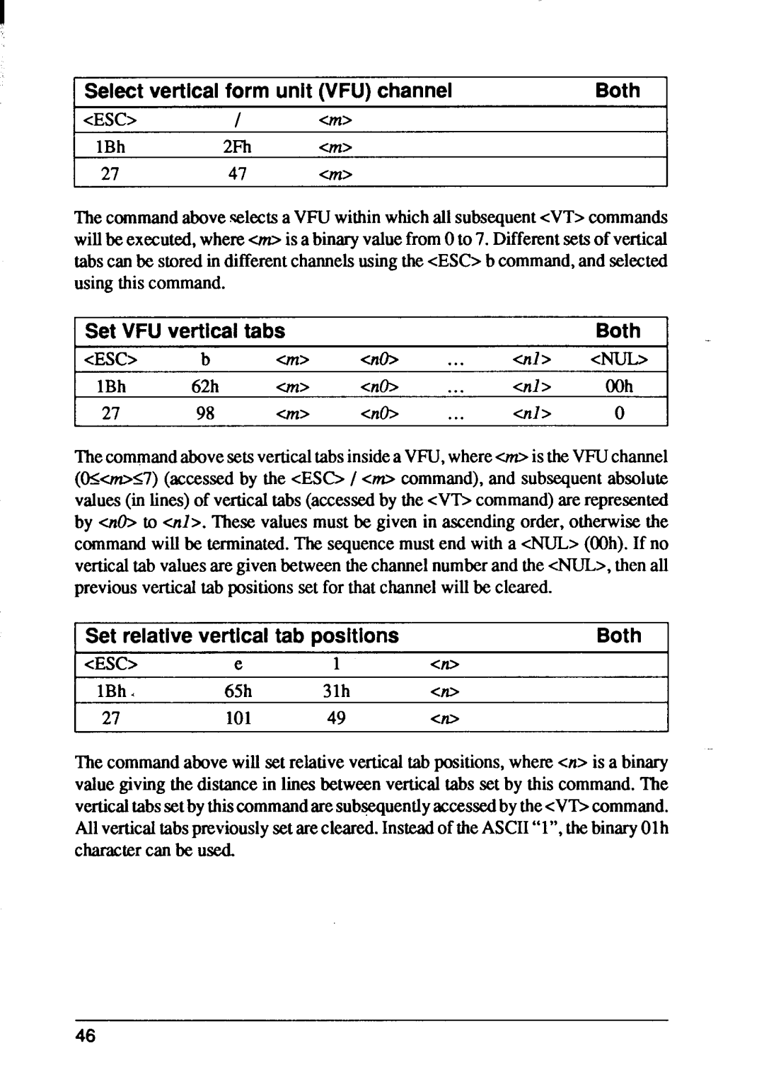 Star Micronics XB24-10, XB24-15 user manual 1Select vertical form unit VFU channel, Both, Set VFU vertical tabs 