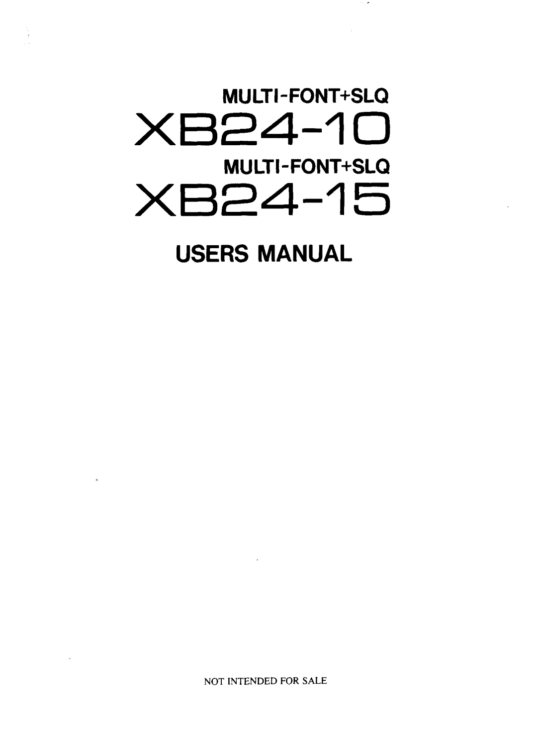 Star Micronics XB24-15, XB24-10 user manual X624-10 