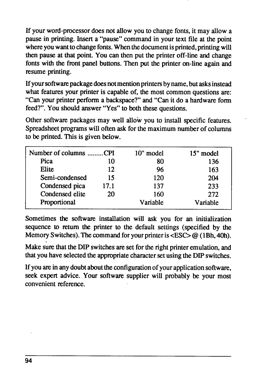 Star Micronics XB24-10, XB24-15 user manual Cpi 