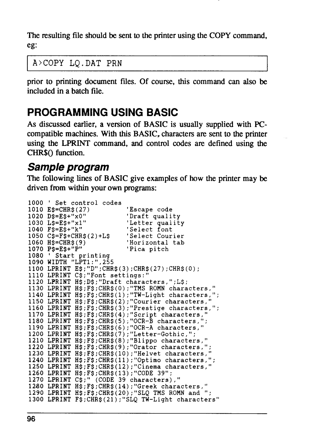 Star Micronics XB24-10, XB24-15 user manual Programming Using Basic, Sample program 