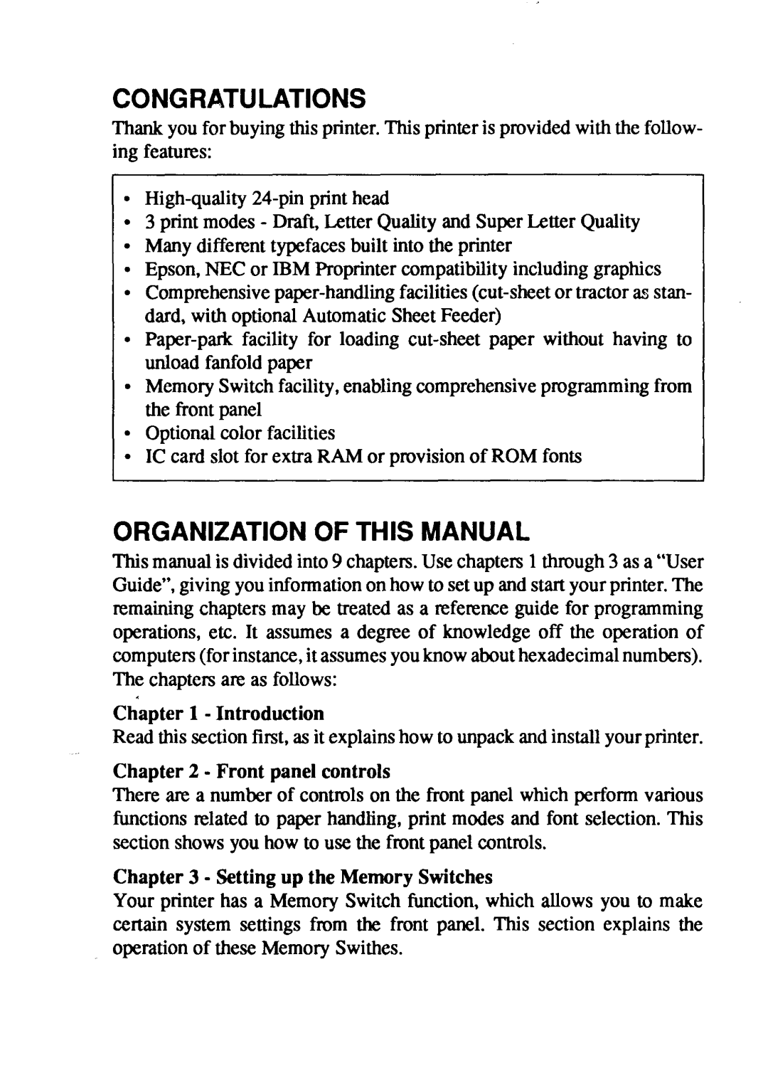 Star Micronics XB24-15, XB24-10 user manual Congratulations, Organization of this Manual 