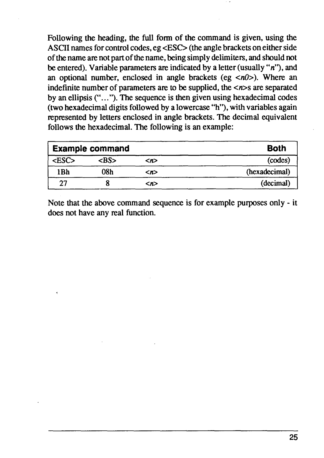 Star Micronics XB24-15, XB24-10 user manual Example command Both, Esc 