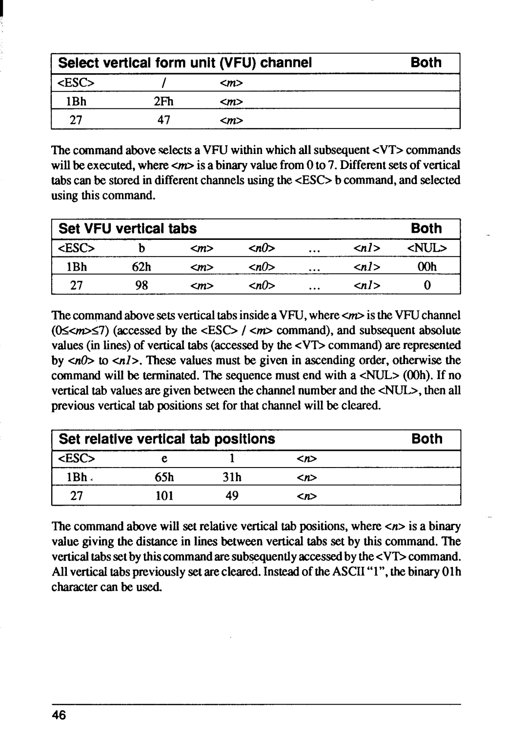 Star Micronics XB24-10, XB24-15 user manual 1Select vertical form unit VFU channel Both, Set VFU vertical tabs Both 