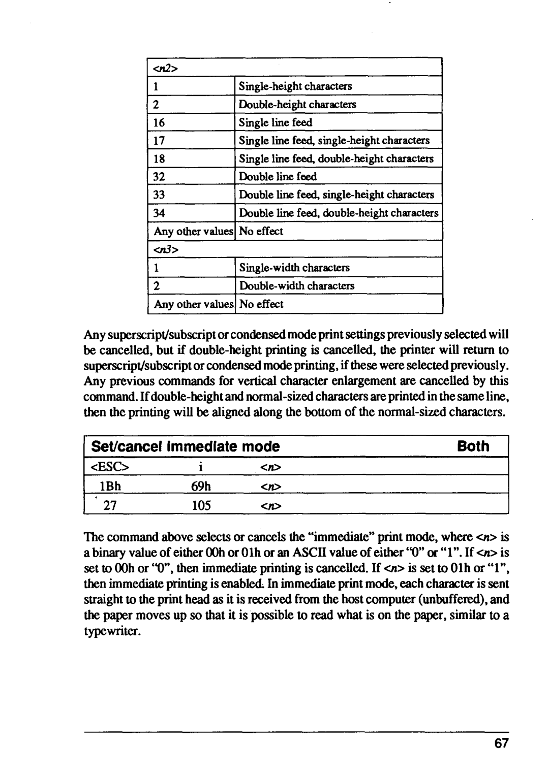 Star Micronics XB24-15, XB24-10 user manual Set/cancel Lmmedlate mode Both, Cesc 