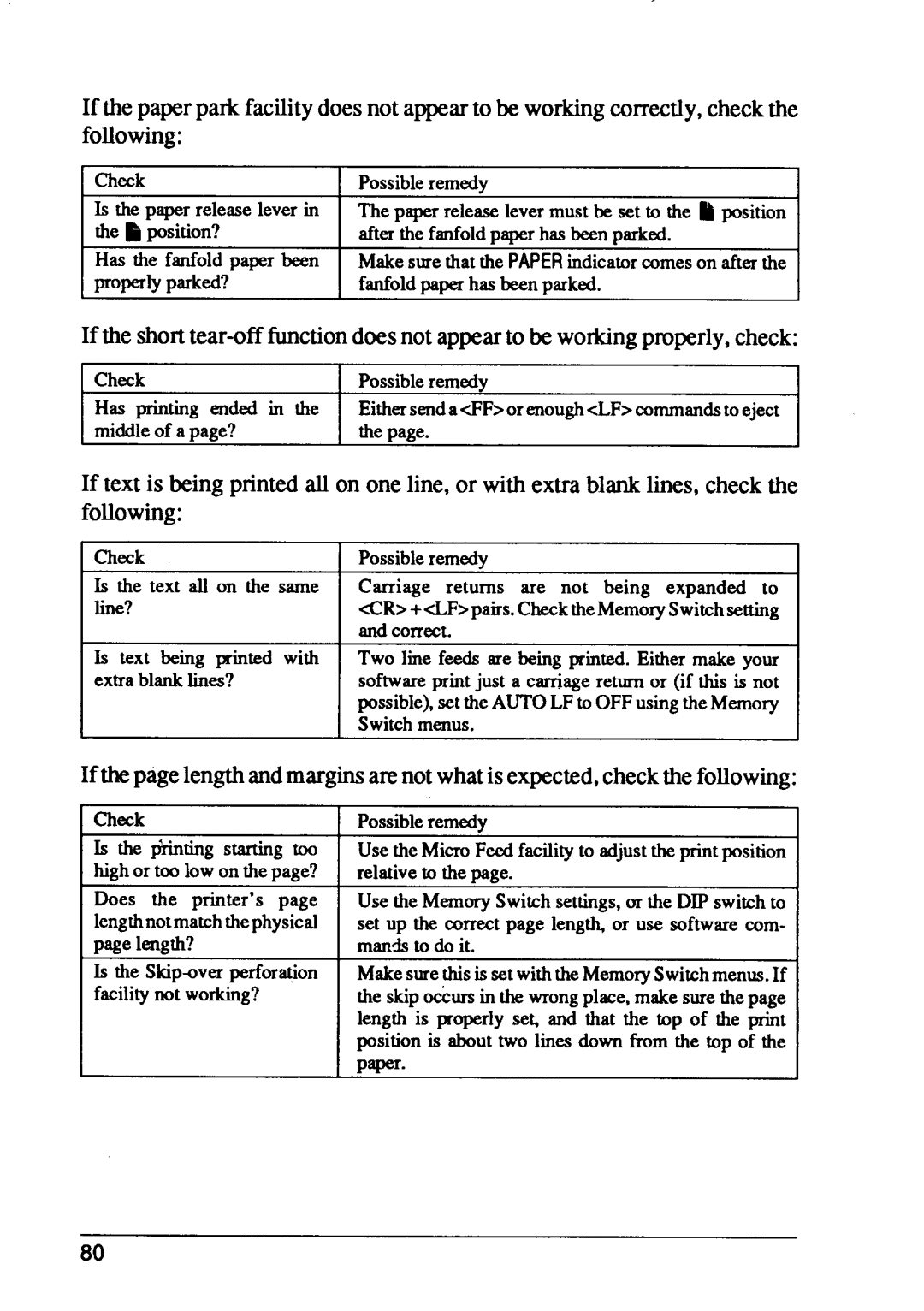 Star Micronics XB24-10, XB24-15 user manual Check Possible remedy Has printing ended 