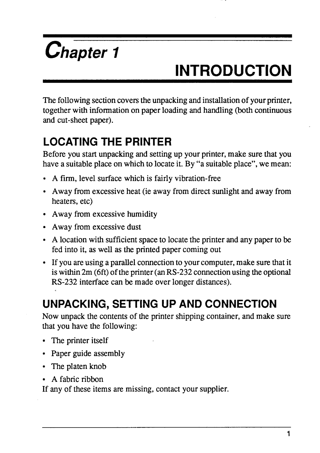 Star Micronics XB24-15, XB24-10 user manual Locating the Printer, UNPACKING, Setting UP and Connection 