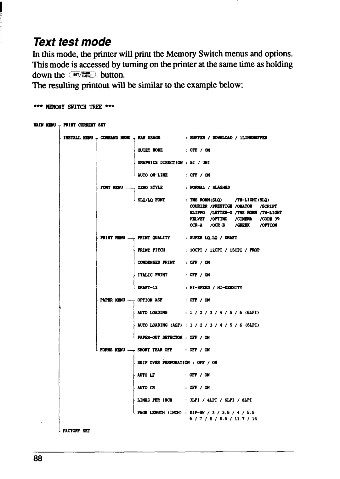 Star Micronics XB24-10, XB24-15 user manual Text test mode, TNsnLLml0 