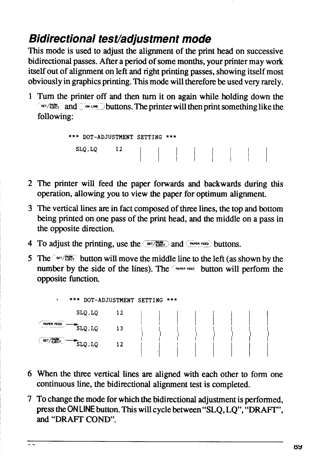 Star Micronics XB24-10, XB24-15 user manual I I I’, Bidirectional test/adjustment mode 