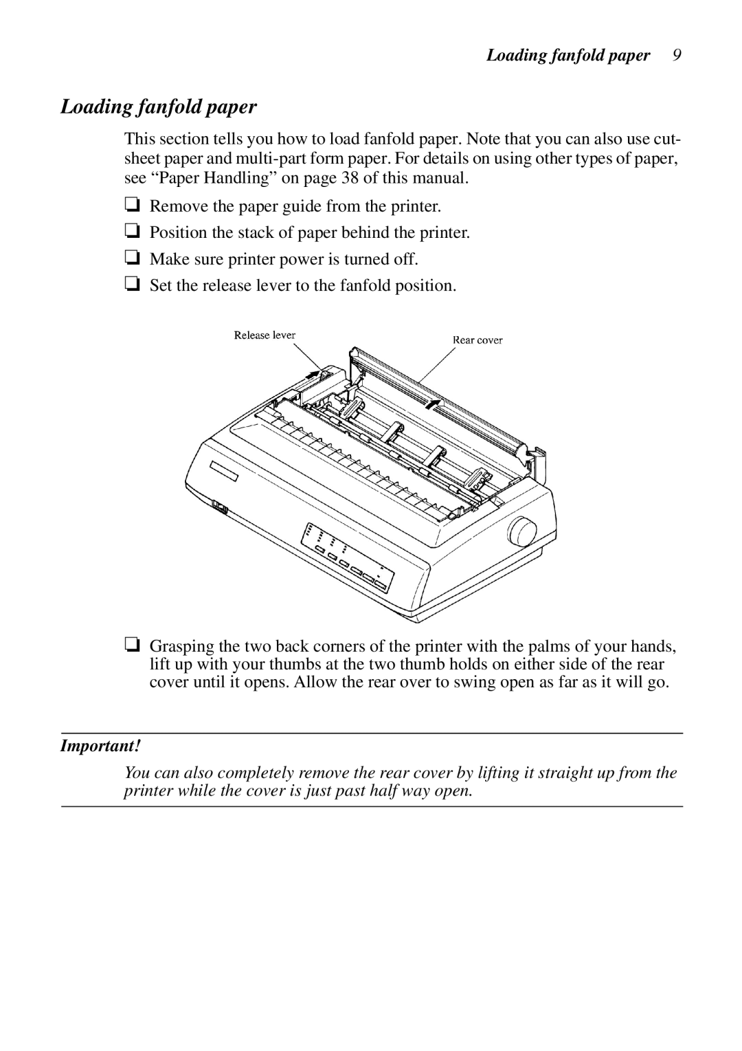 Star Micronics XB24-250 II user manual Loading fanfold paper 
