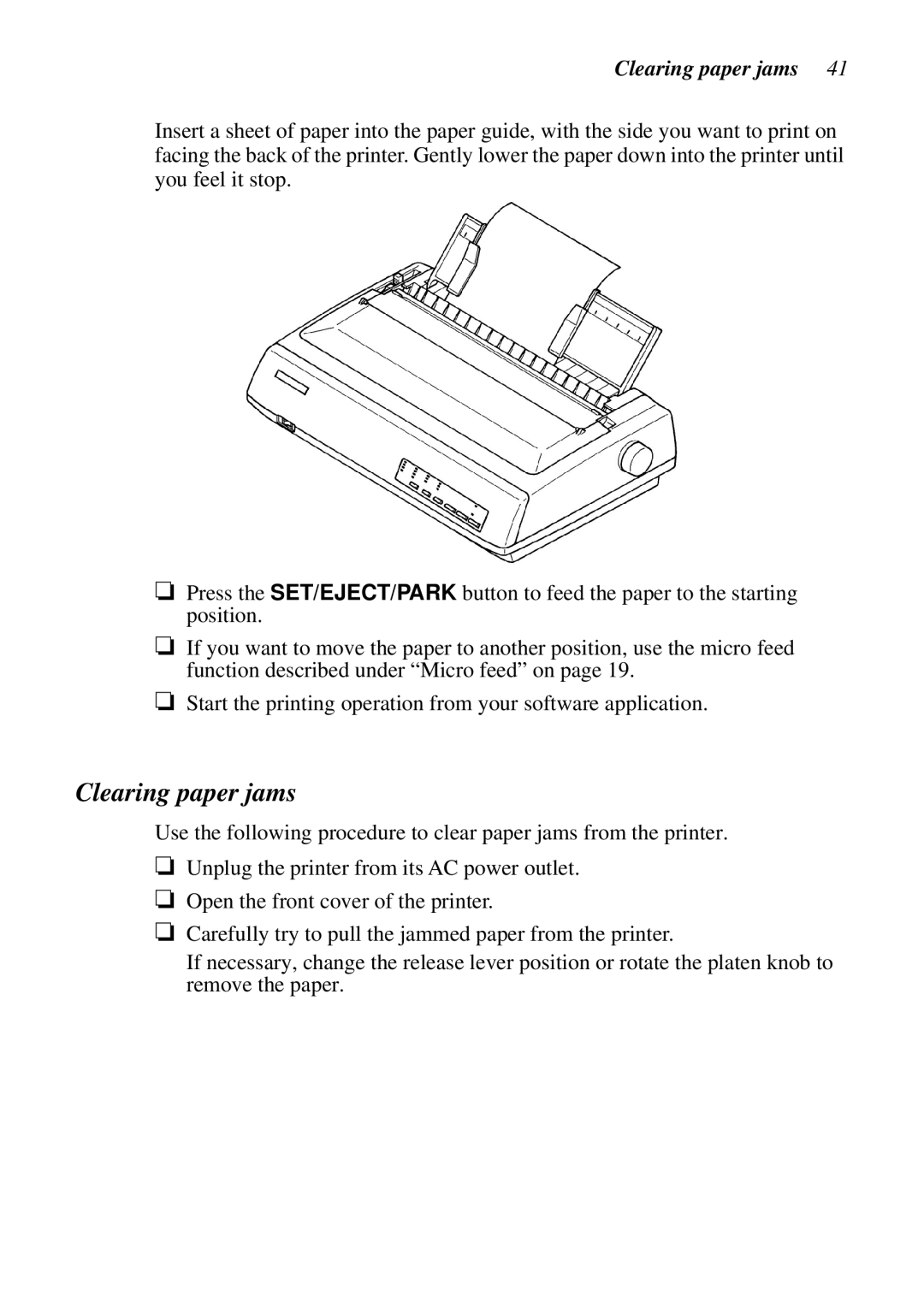 Star Micronics XB24-250 II user manual Clearing paper jams 
