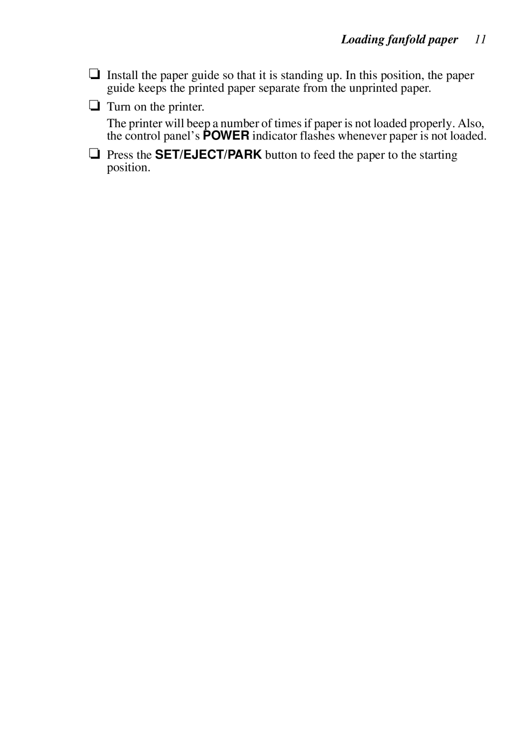 Star Micronics XB24-250 II user manual Loading fanfold paper 