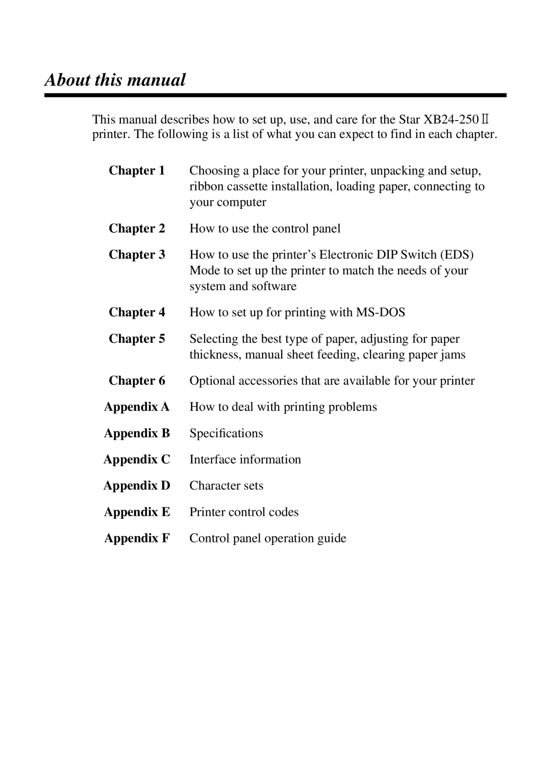 Star Micronics XB24-250 II user manual About this manual, Chapter 