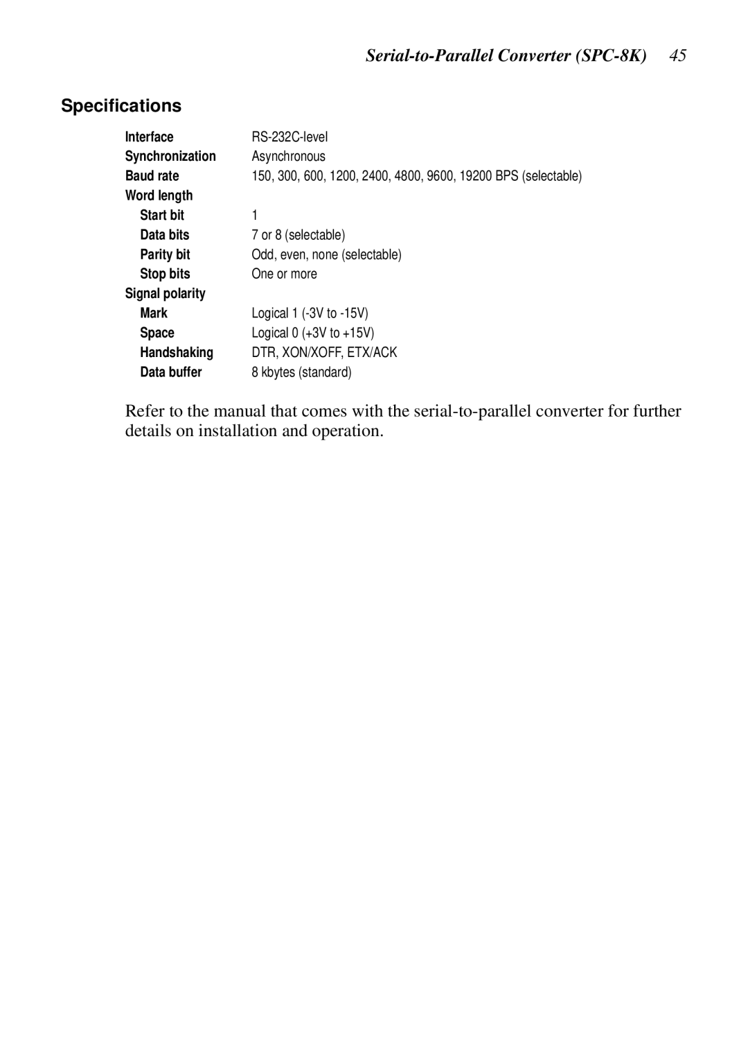 Star Micronics XB24-250 II user manual Speciﬁcations 