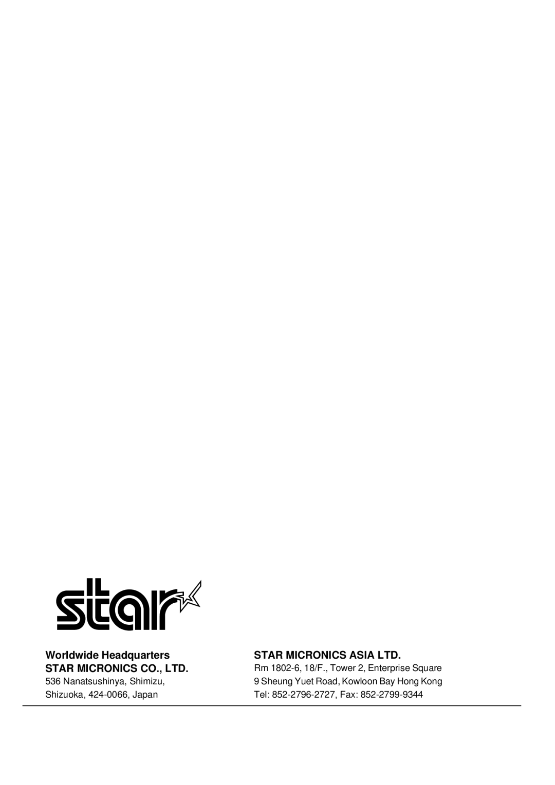 Star Micronics XB24-250 II user manual Worldwide Headquarters 