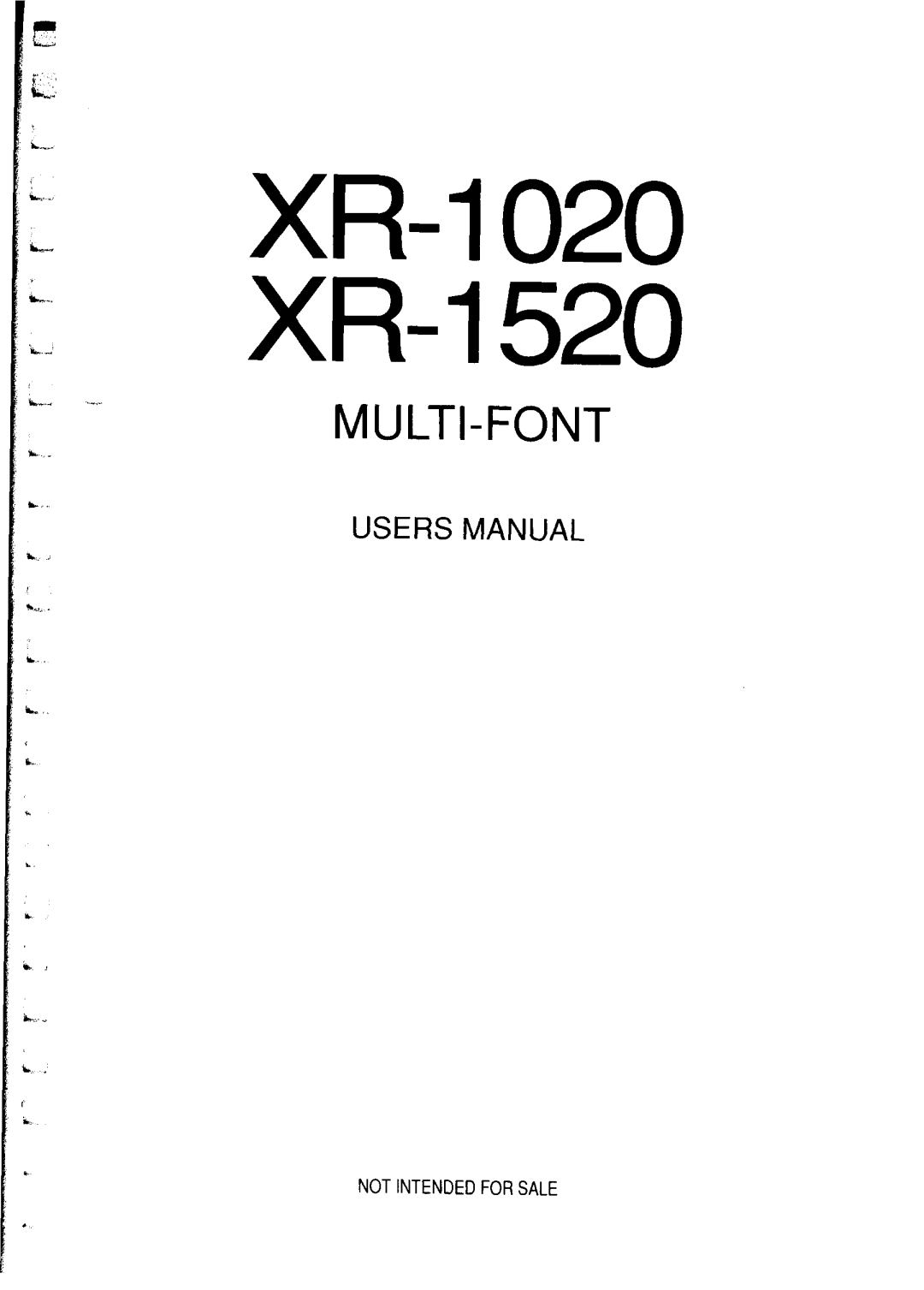 Star Micronics manual XR-1020 XR-1520 