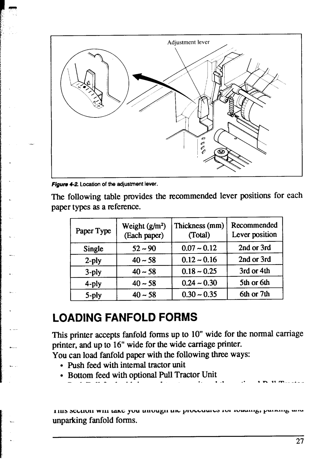 Star Micronics XR-1520, XR-1020 manual Loading Fanfold Forms 