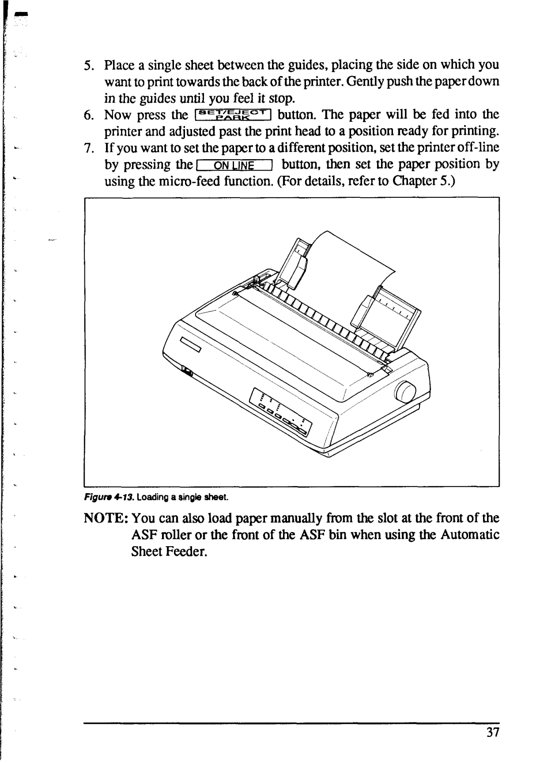 Star Micronics XR-1520, XR-1020 manual Figutu 4-13.Loading a single sheet 