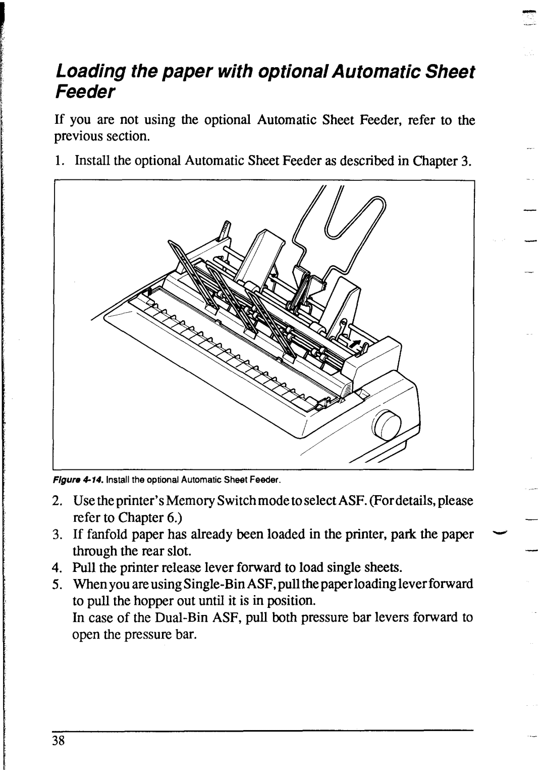 Star Micronics XR-1020, XR-1520 manual Loading the paper with optional Automatic Sheet Feeder 