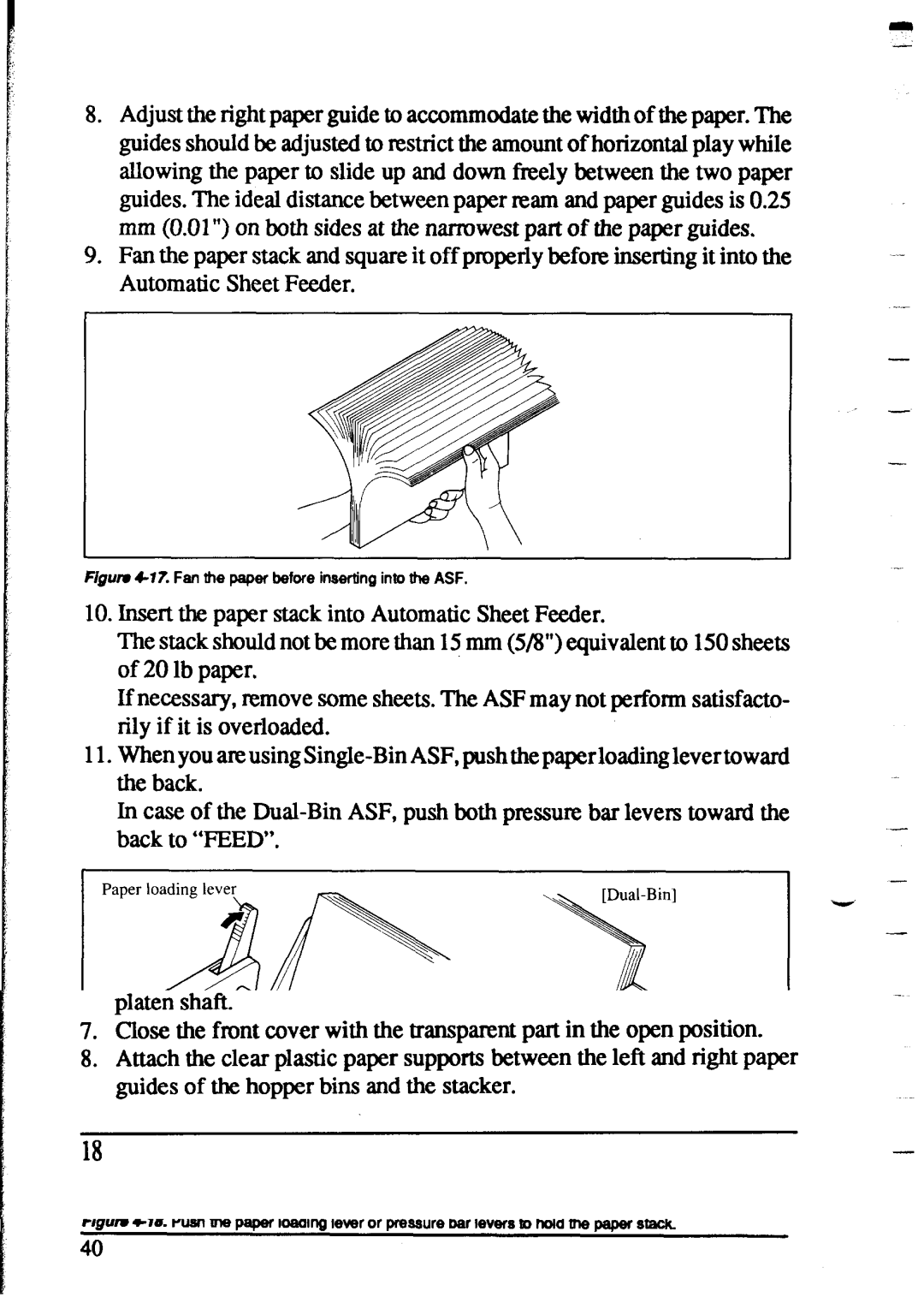 Star Micronics XR-1020, XR-1520 manual Paper loading leve Eswre bar lever Single-Bin 