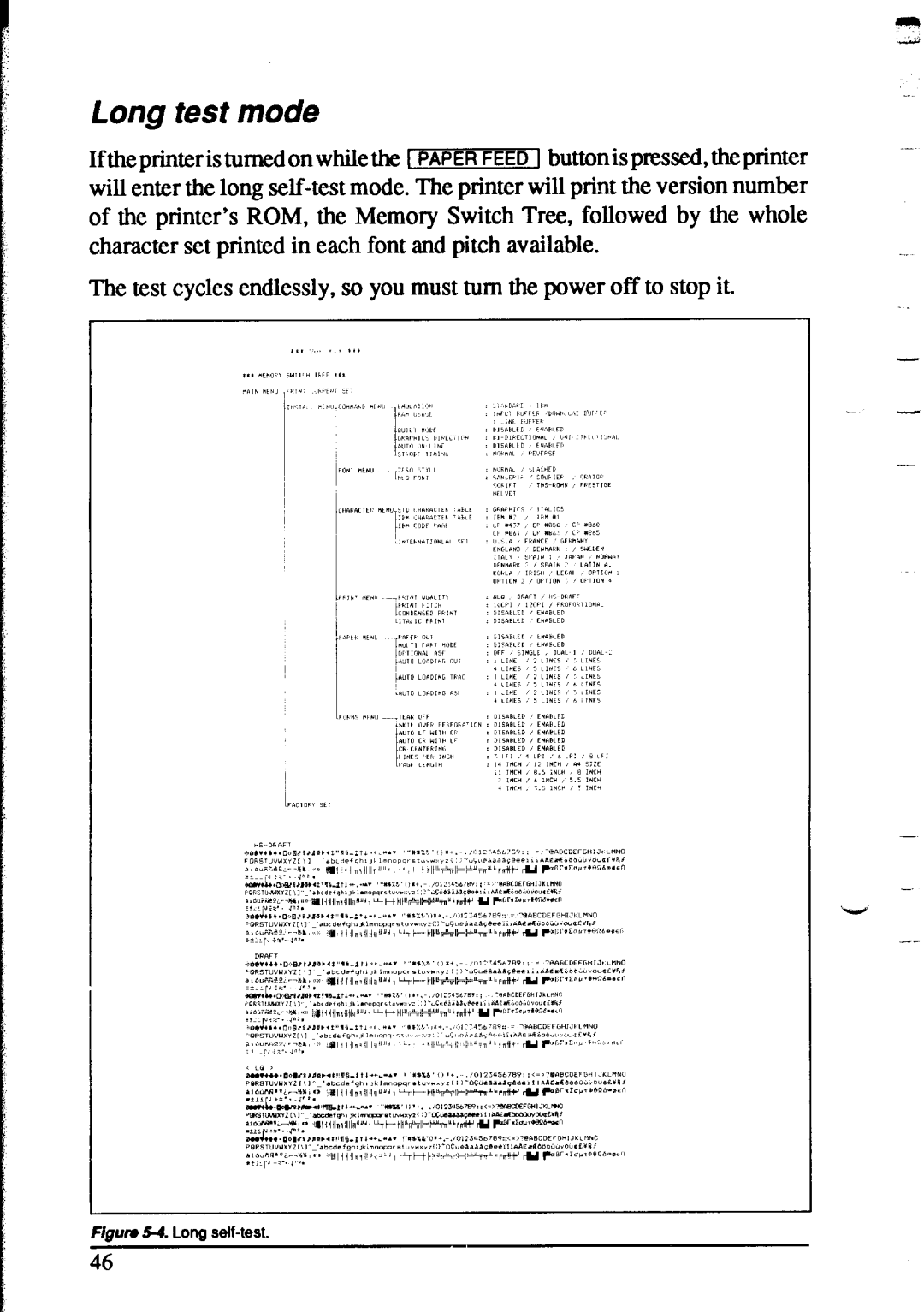 Star Micronics XR-1020, XR-1520 manual Long test mode 