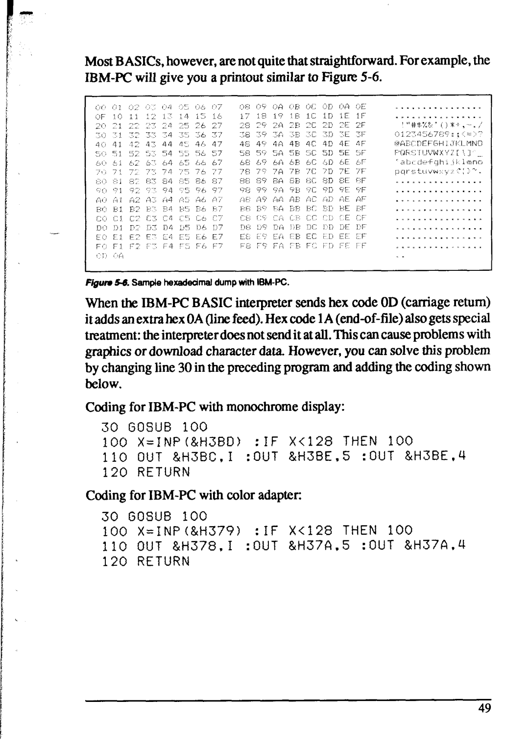 Star Micronics XR-1520, XR-1020 manual Coding for IBM-PC with monochrome display 