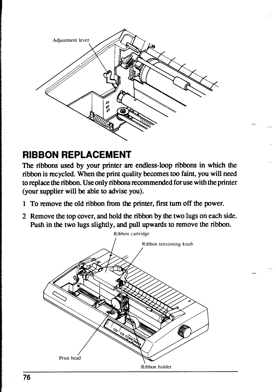 Star Micronics XR-1500, XR-1000 user manual Ribbon Replacement 