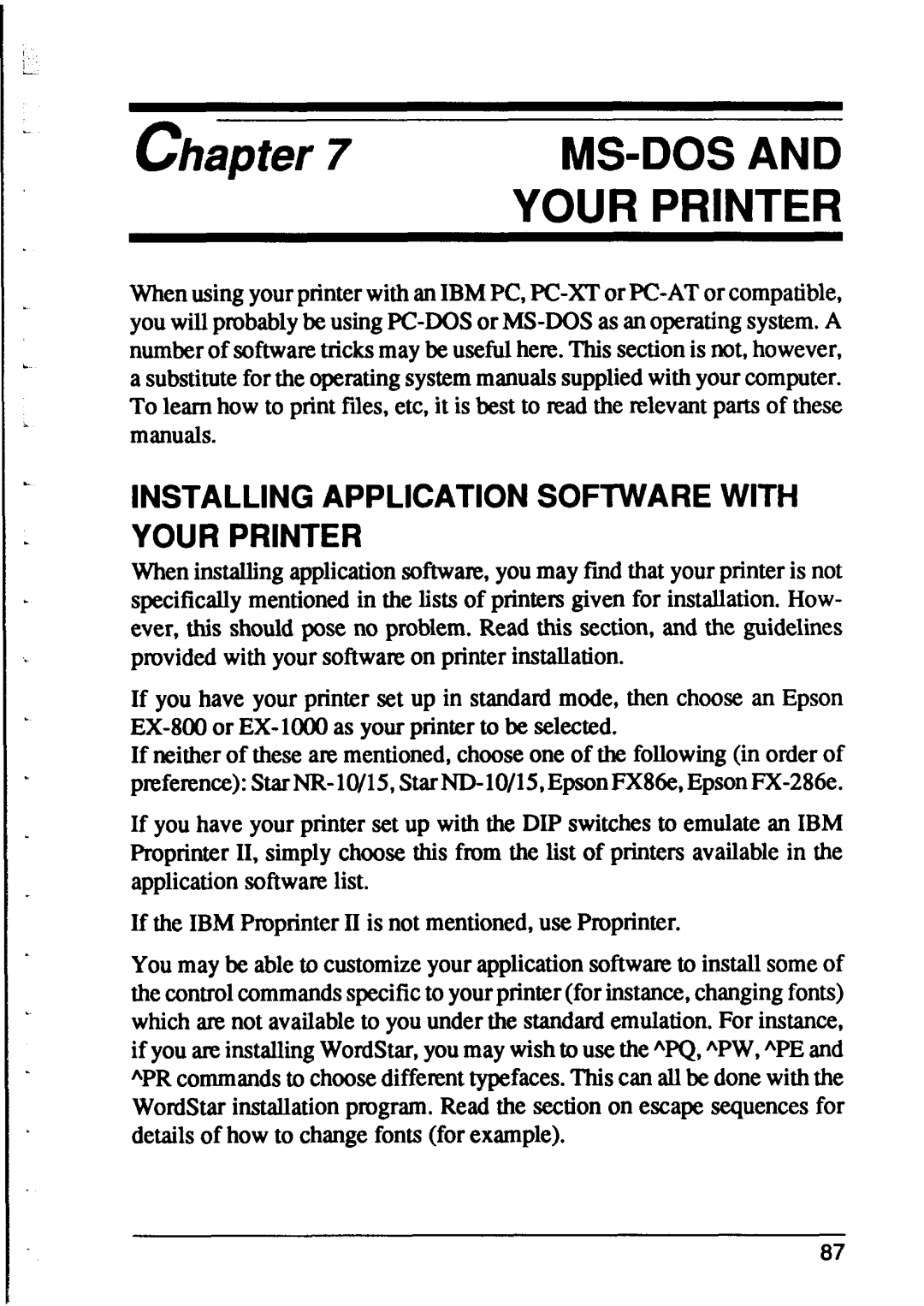 Star Micronics XR-1000, XR-1500 user manual Ms-Dos And, Installing Application Software With Your Printer, Chapter 