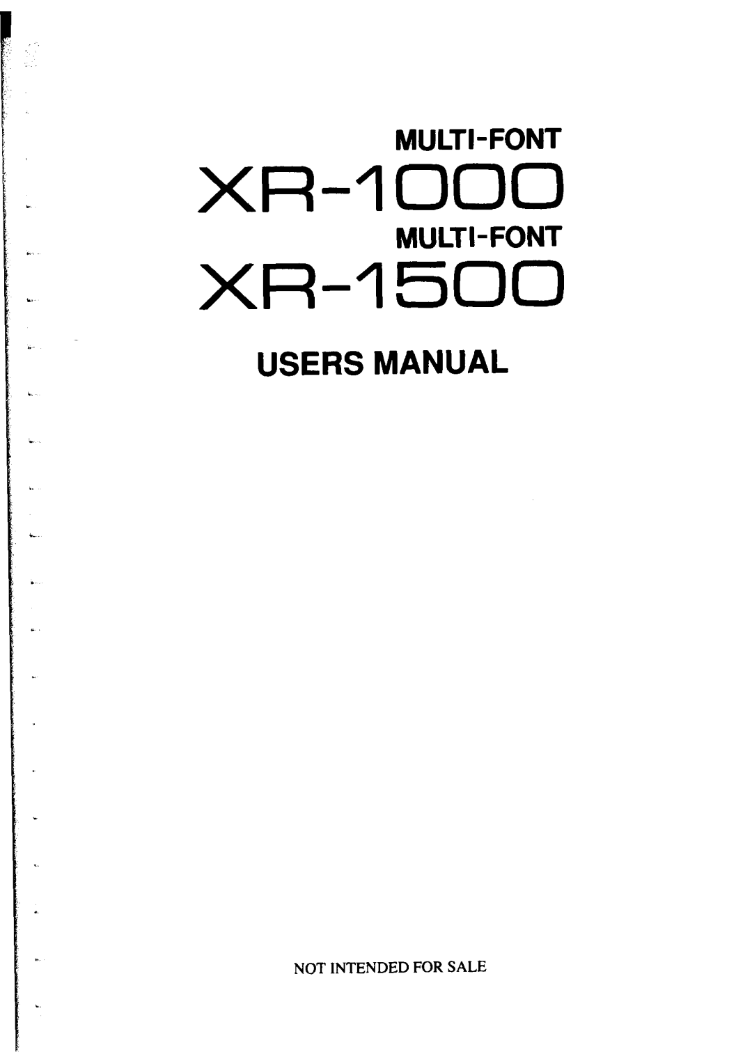 Star Micronics XR-1000, XR-1500 user manual 