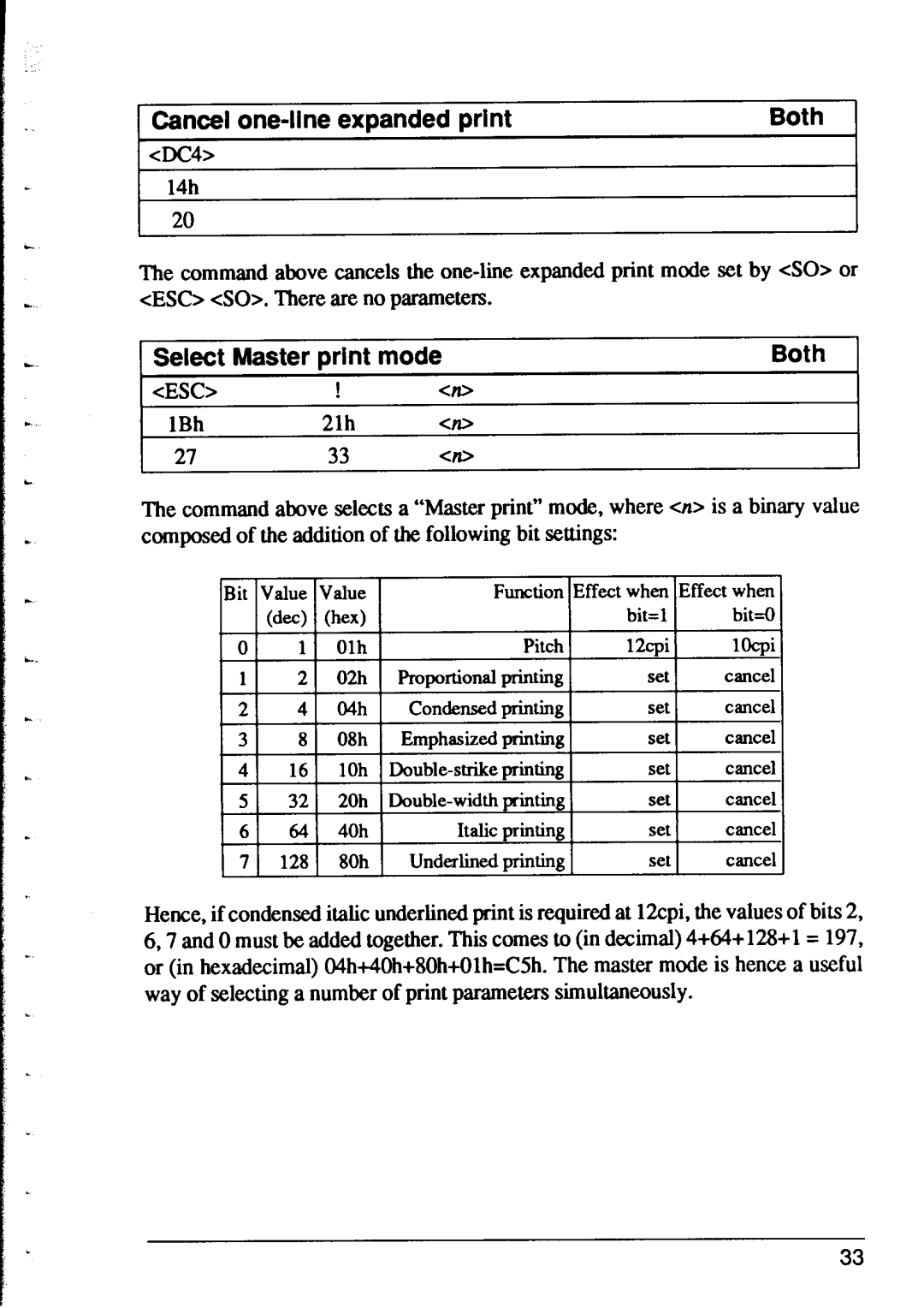 Star Micronics XR-1000, XR-1500 user manual Cancel one-line expanded print, Select Master print mode 