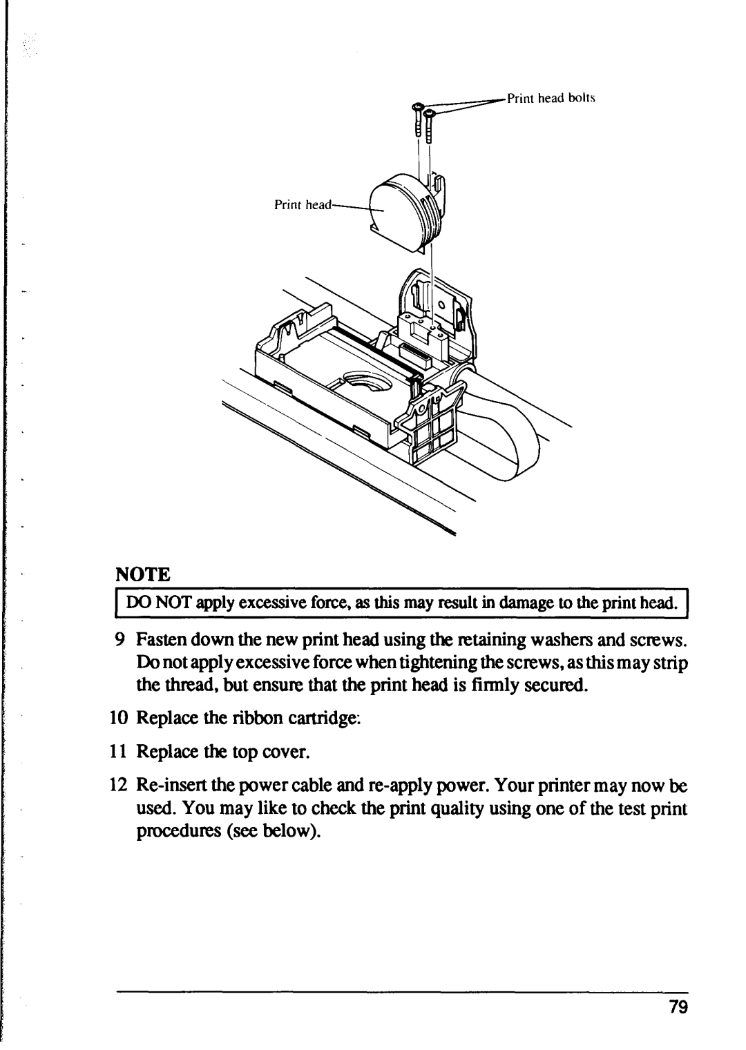 Star Micronics XR-1000, XR-1500 user manual Print head bolts 