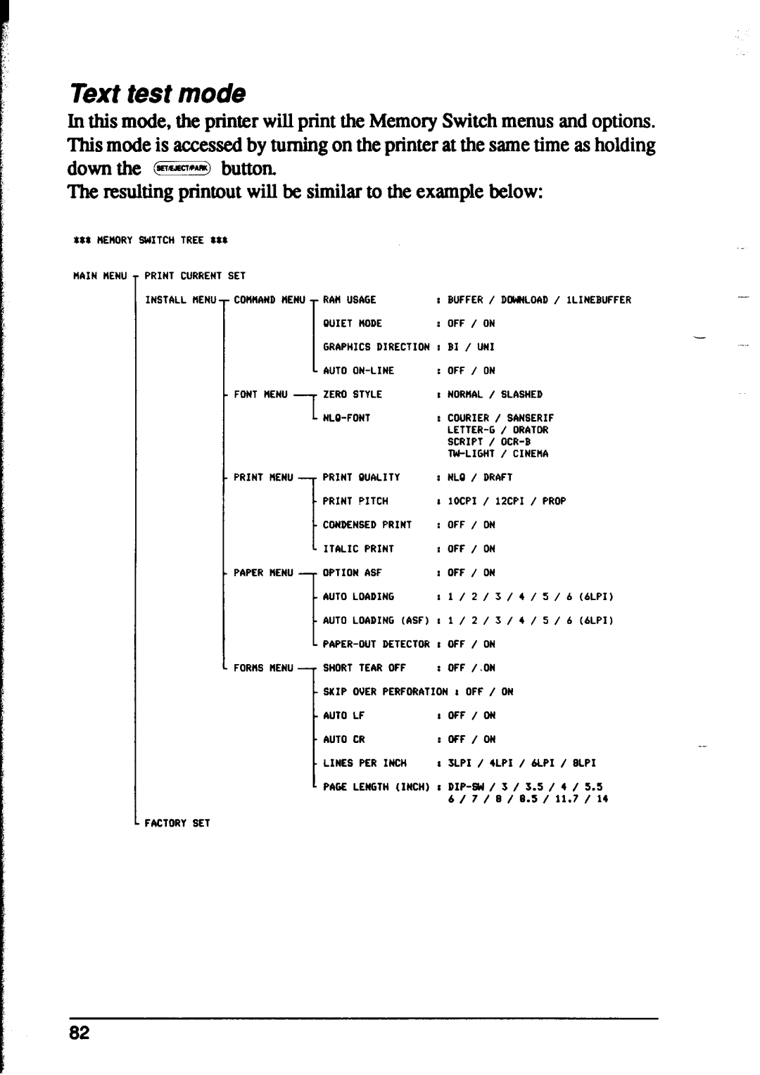 Star Micronics XR-1500, XR-1000 user manual Text test mode 