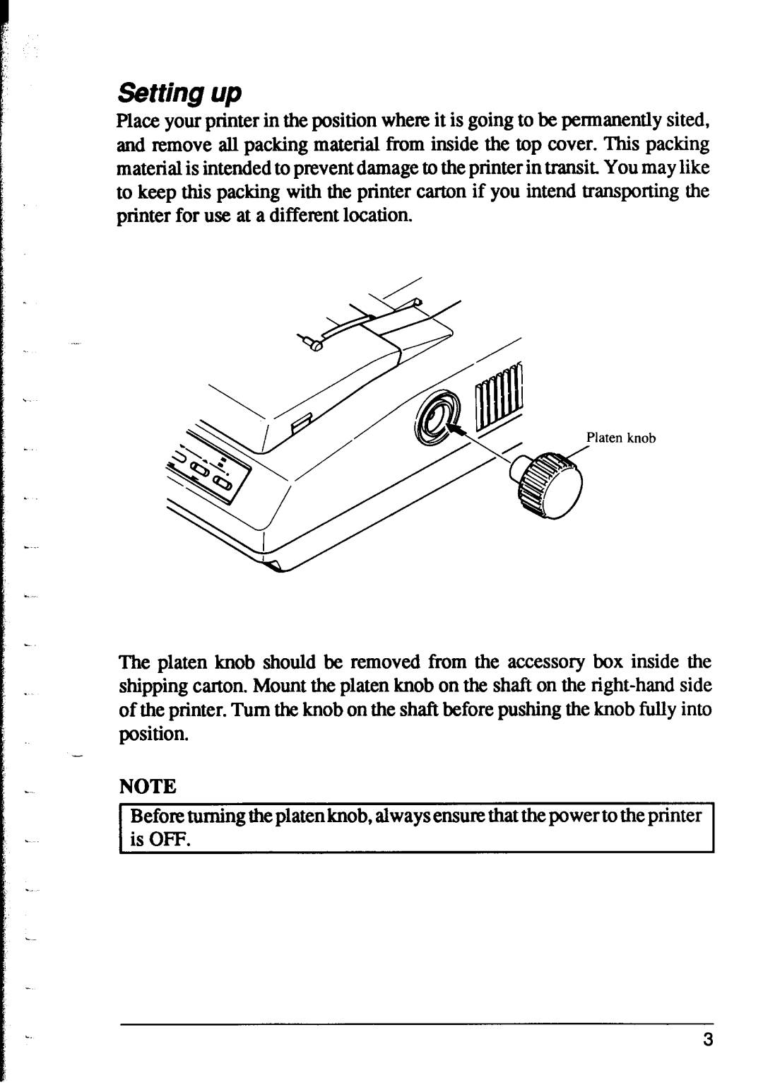 Star Micronics XR-1000, XR-1500 user manual Setting up 