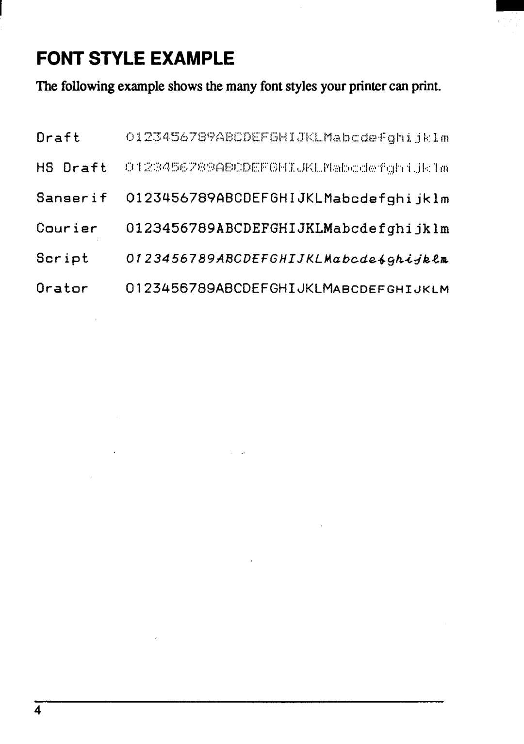 Star Micronics ZA-250, ZA-200 user manual Fontstyle Example 