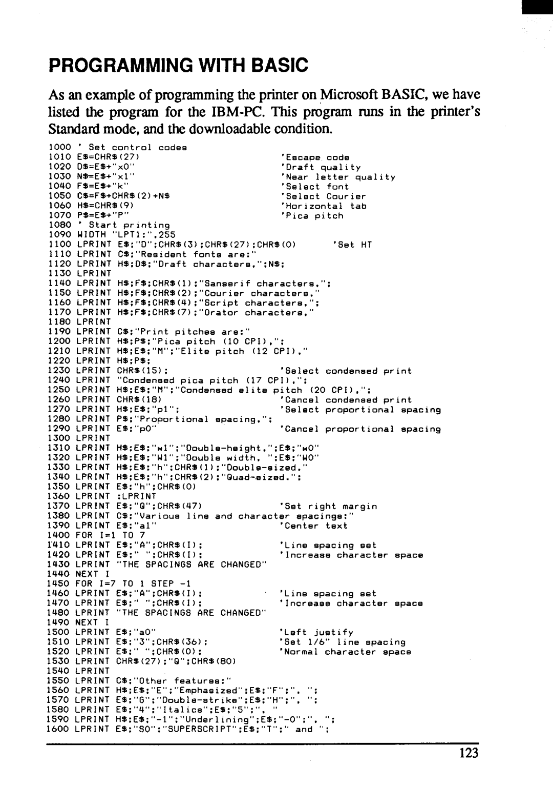 Star Micronics ZA-200, ZA-250 user manual With Basic, Codes 1010 