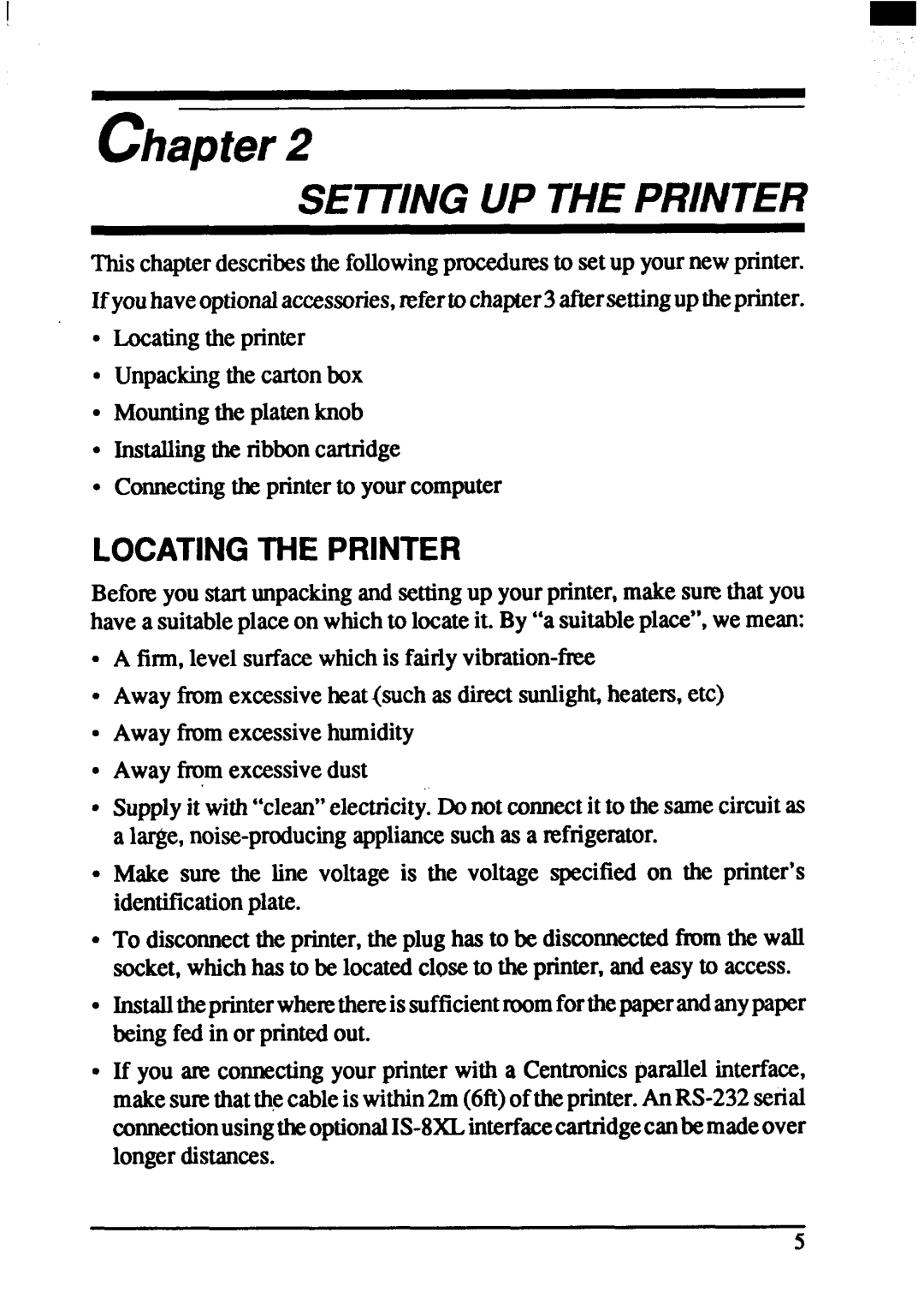 Star Micronics ZA-200, ZA-250 user manual Sewing UP Theprinter, Locatingthe Printer 