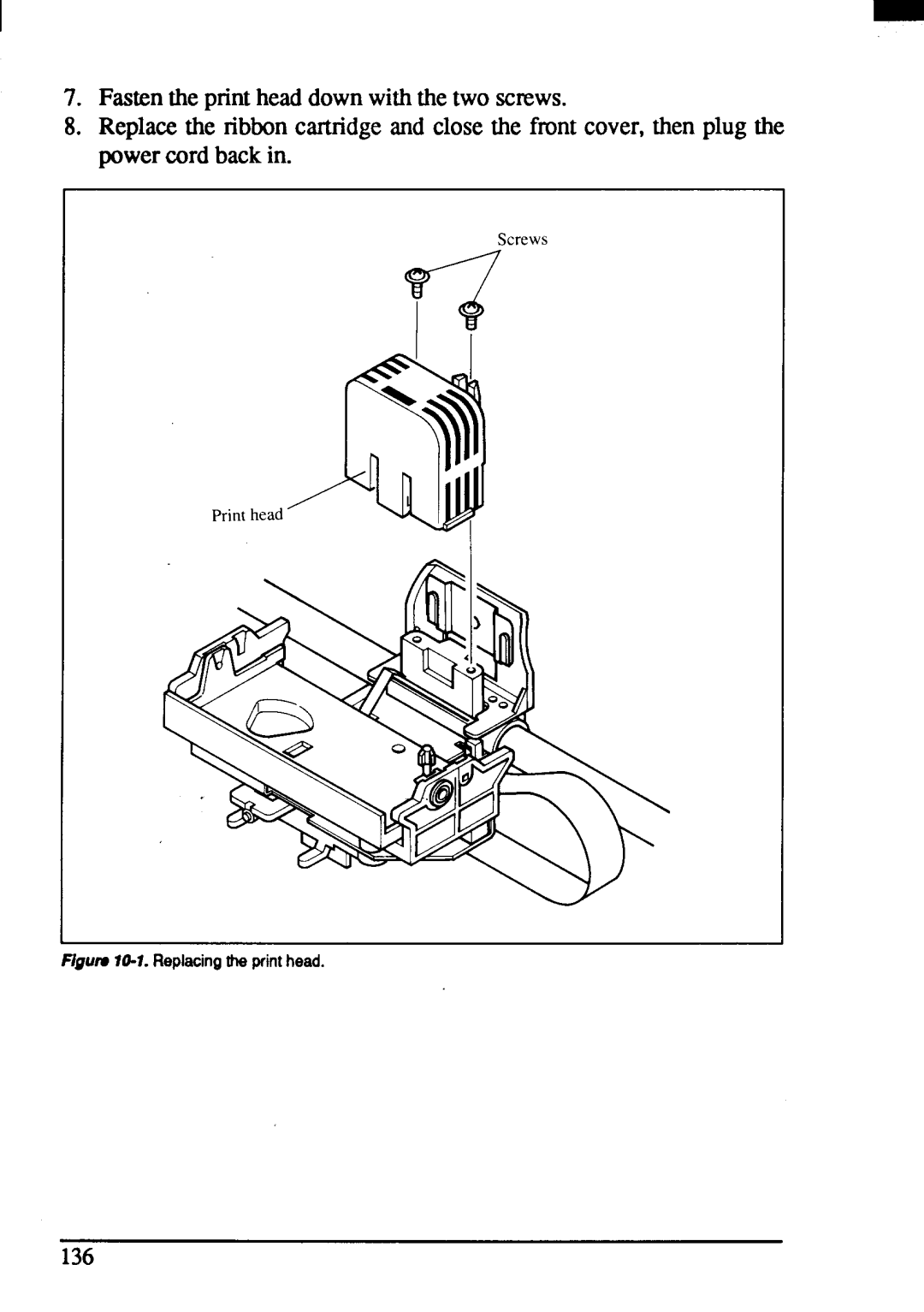 Star Micronics ZA-250, ZA-200 user manual 136, Replacingtheprinthead 