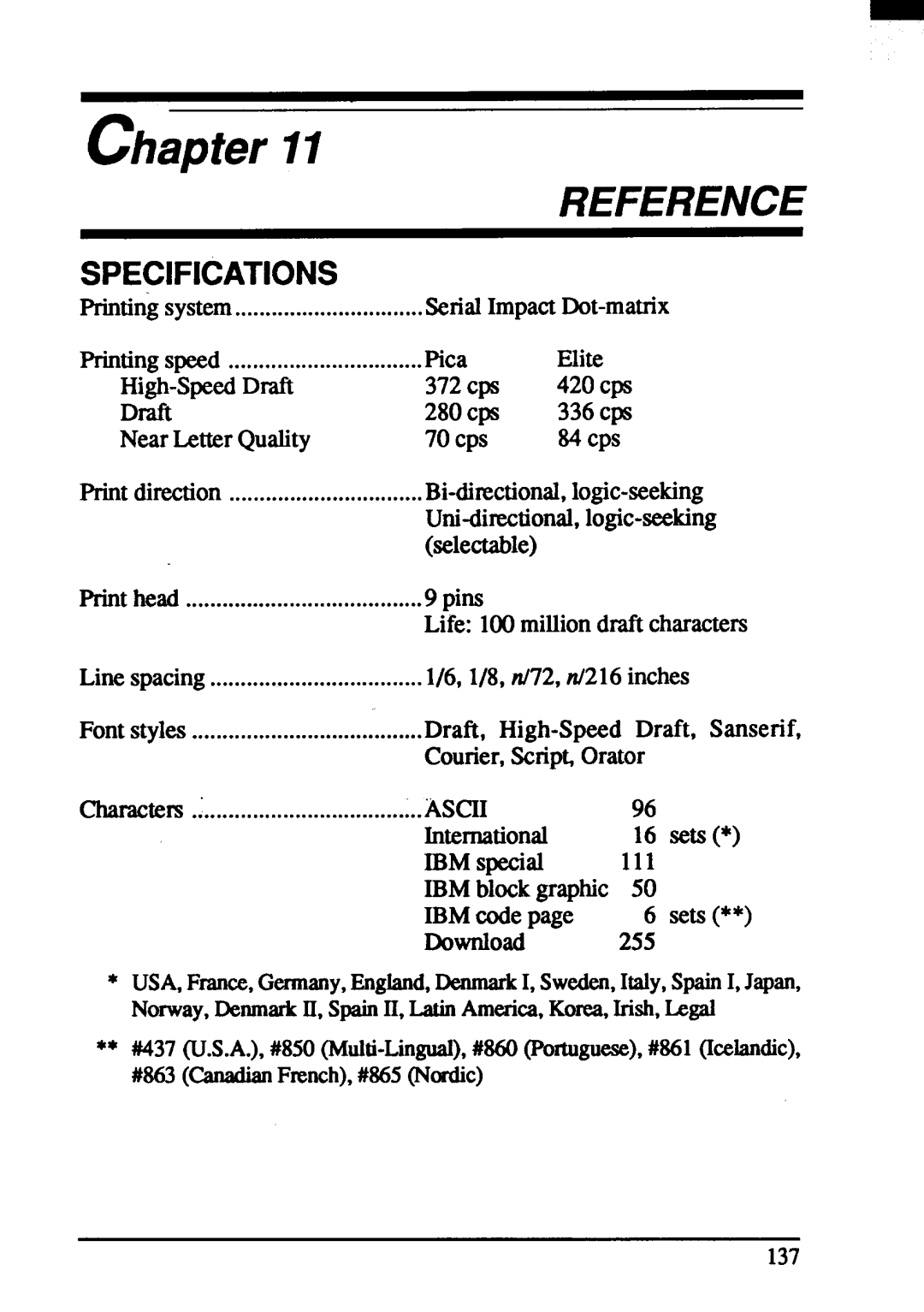 Star Micronics ZA-200, ZA-250 user manual Specifications 